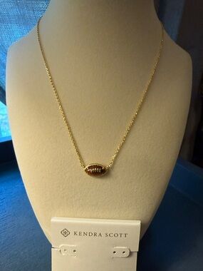 Kendra Scott Gold Necklace with Brown Football Charm